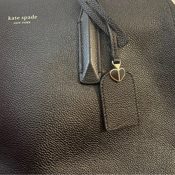 Kate Spade Black Leather Tote Handbag with Dust Bag EUC - Picture 4 of 12